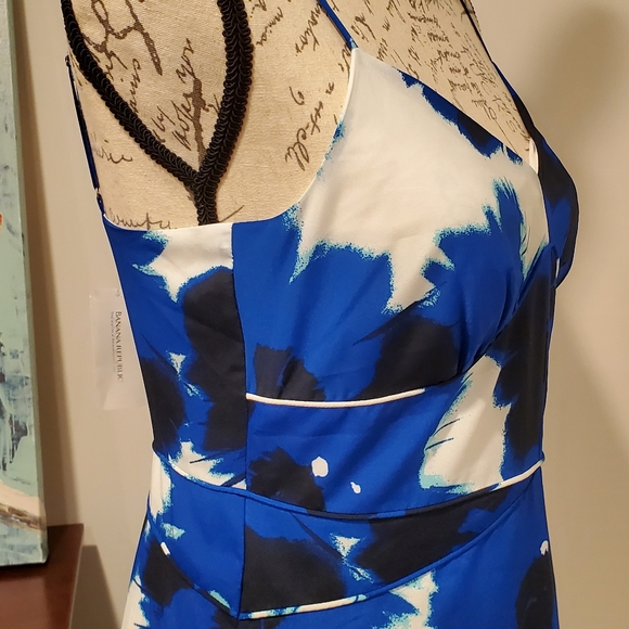 Banana Republic Women White & Blue Maxi Spaguetti Straps Dress Size 2. - Picture 5 of 6
